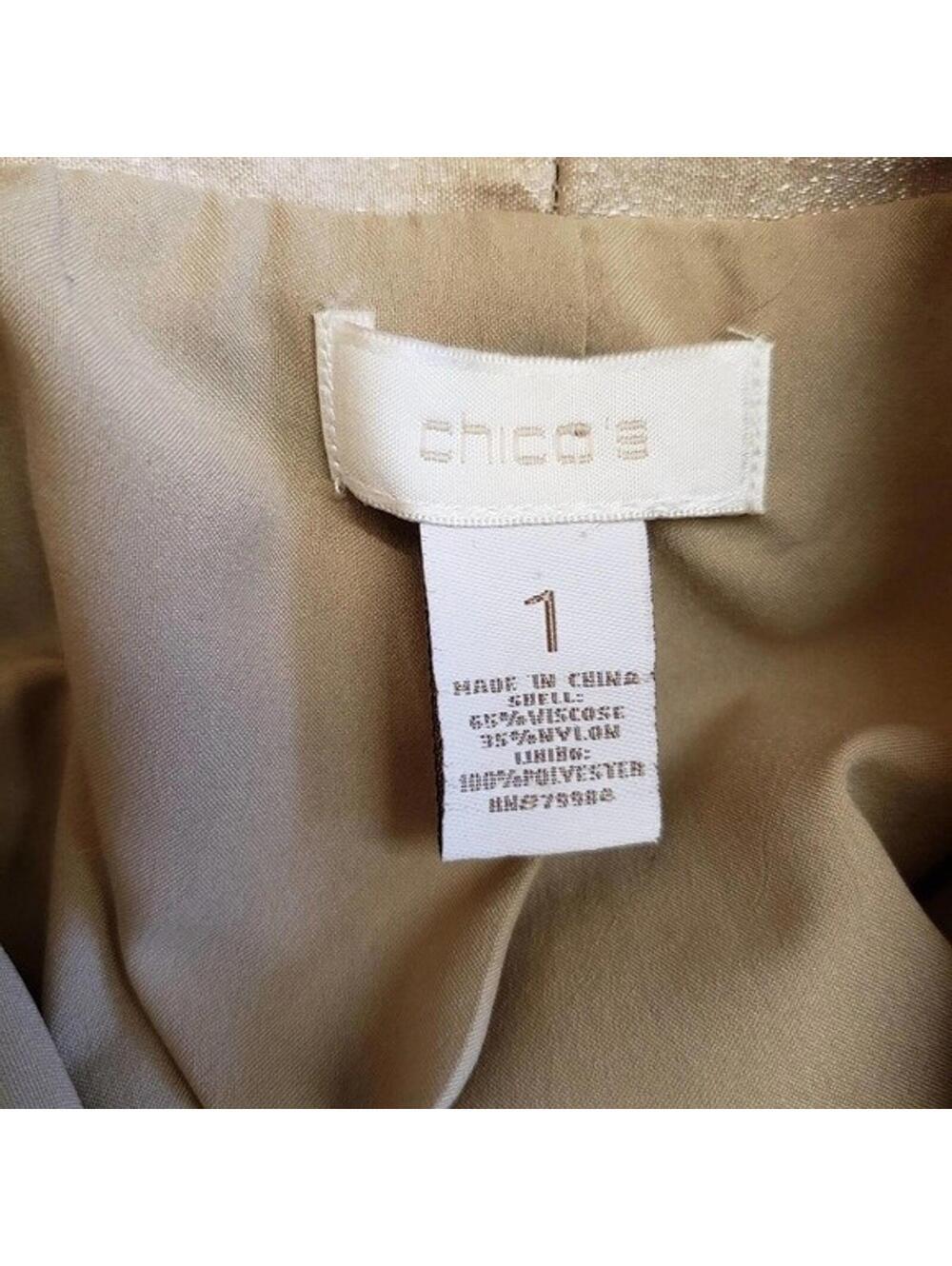 LKNW Chico's Gold Metallic open drape jacket ! 6 8 - Picture 8 of 8